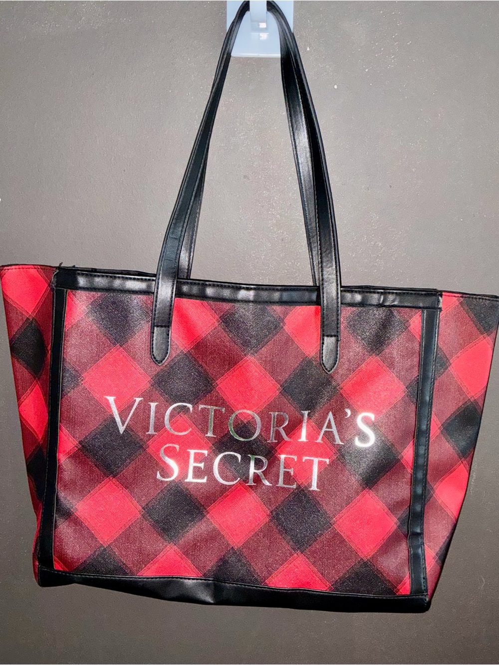 Victoria's Secret Red and Black Plaid Tote
